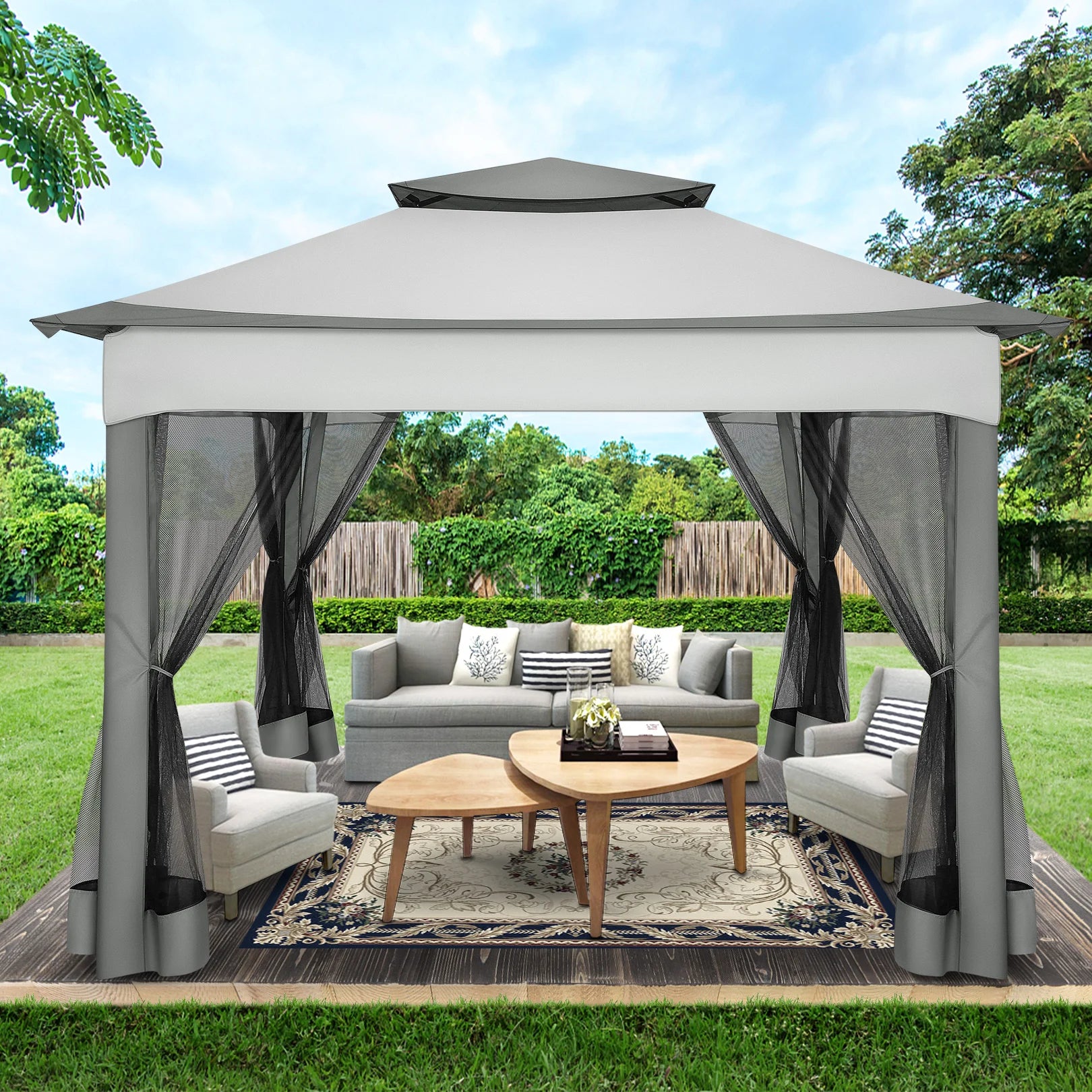11x11ft Pop Up Gazebo Pavilion With Netting
