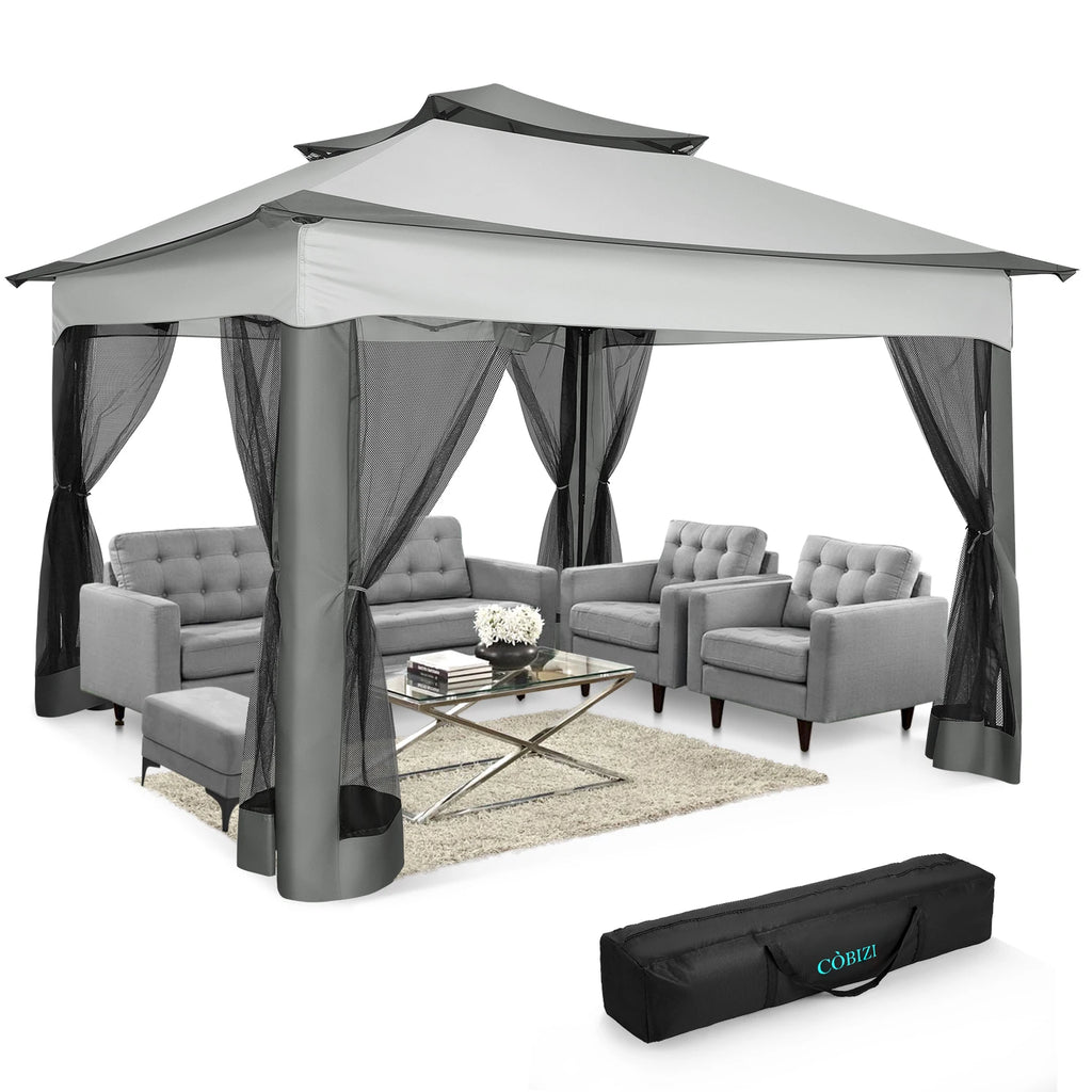 11x11ft Pop Up Gazebo Pavilion With Netting