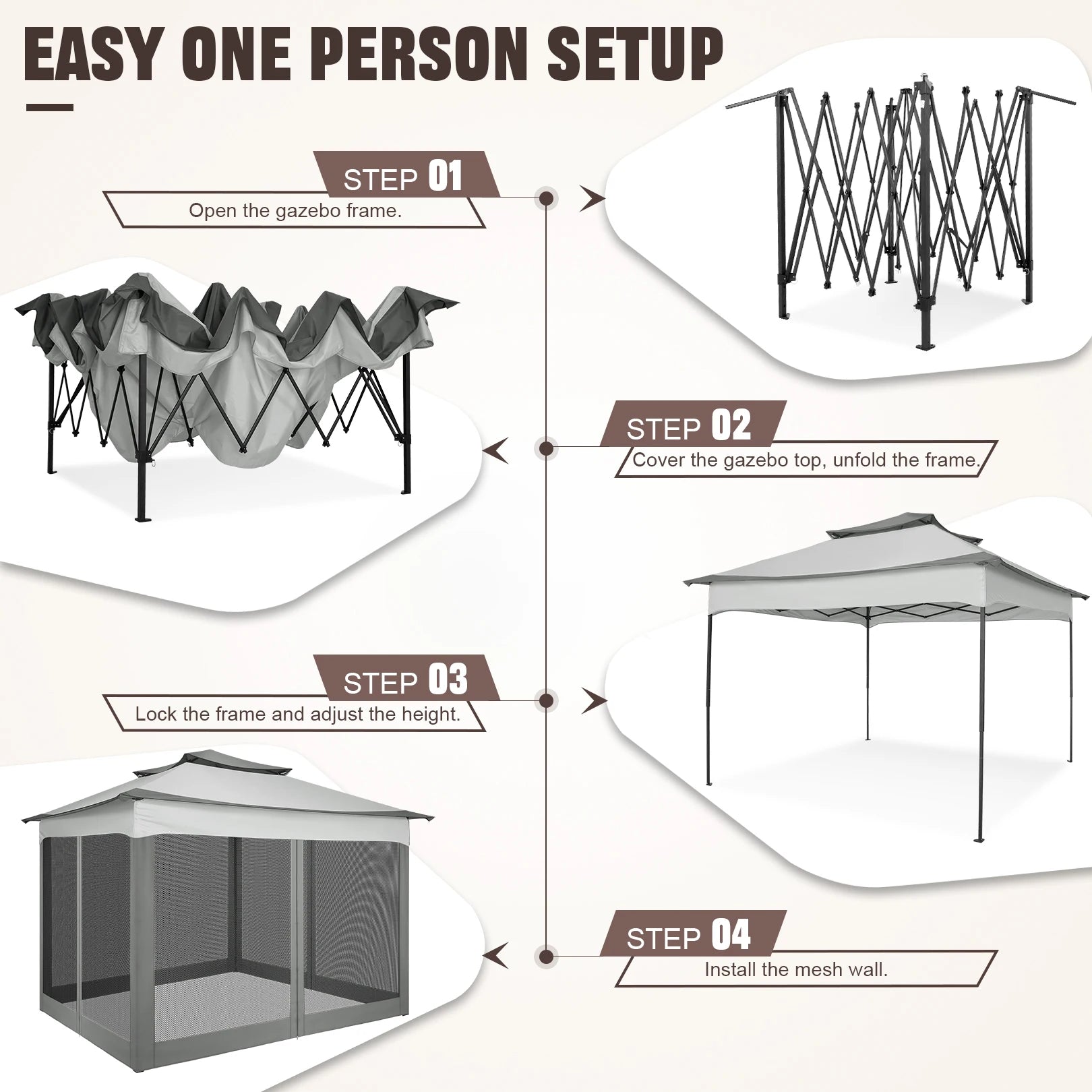 11x11ft Pop Up Gazebo Pavilion With Netting