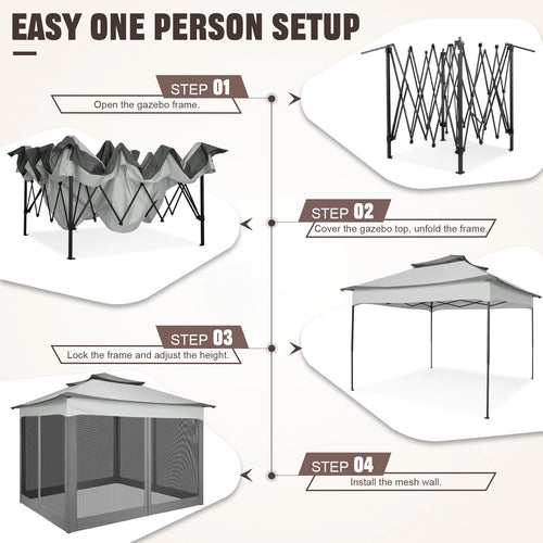 11x11ft Pop Up Gazebo Pavilion With Netting