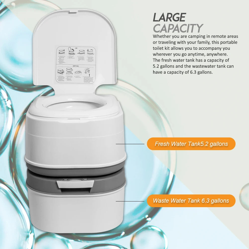 Portable  5.8 Gallon Indoor Outdoor Toilet