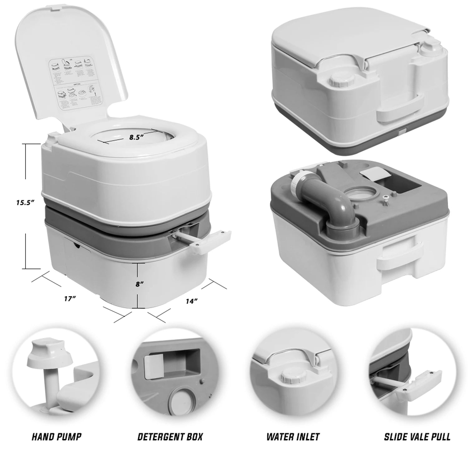 Portable  5.8 Gallon Indoor Outdoor Toilet