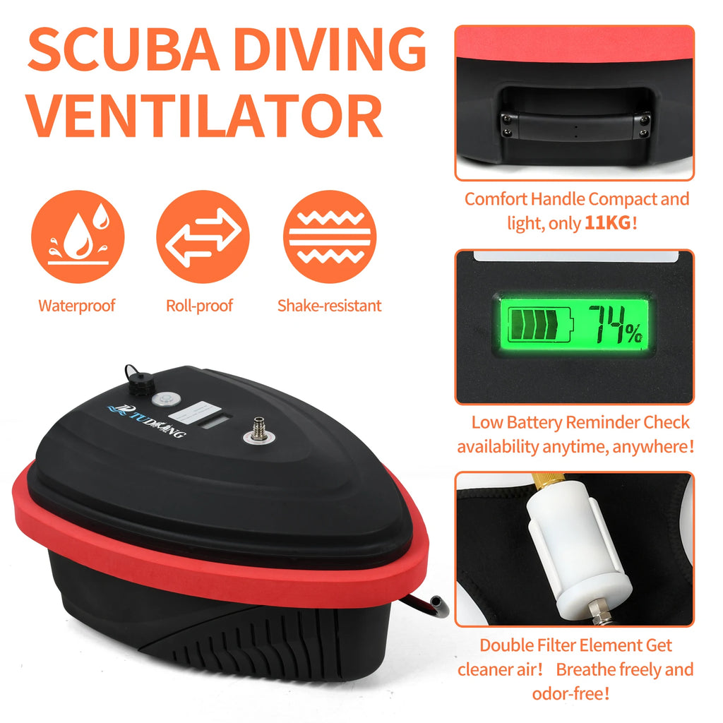 TUXING Scuba Diving Ventilator Support Deepest 15M Snorkel Equipment Device Rechargeable Underwater Winter Ice Diving 7 Hours