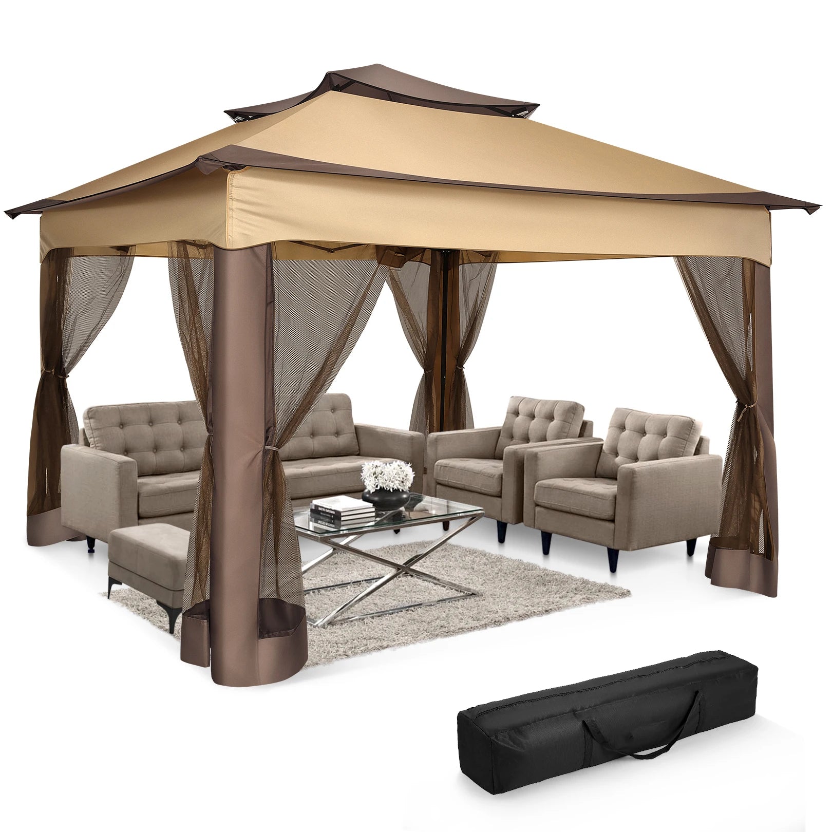 11x11ft Pop Up Gazebo Pavilion With Netting