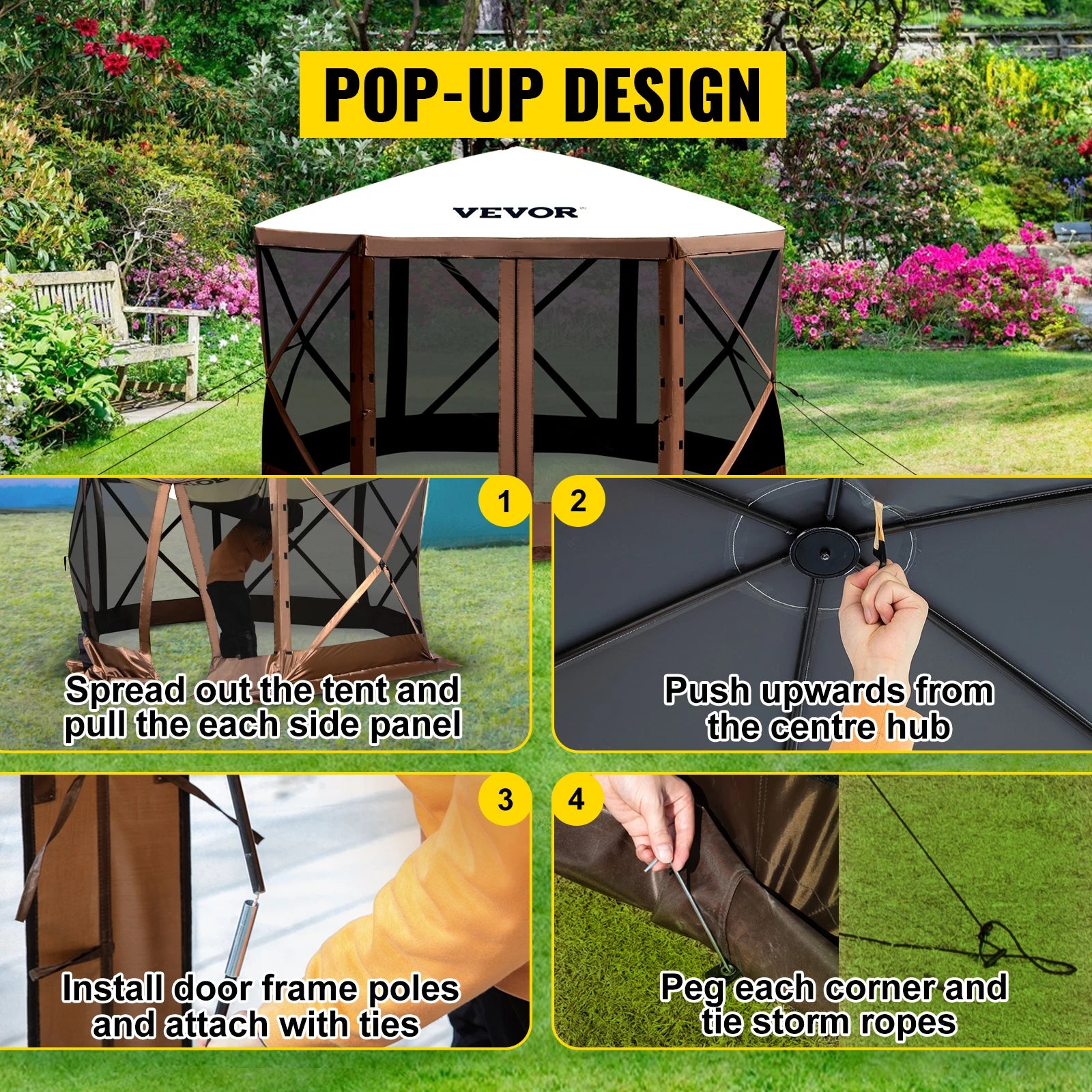Pop-up Gazebo Shelter 6 Sided 10' x 10'