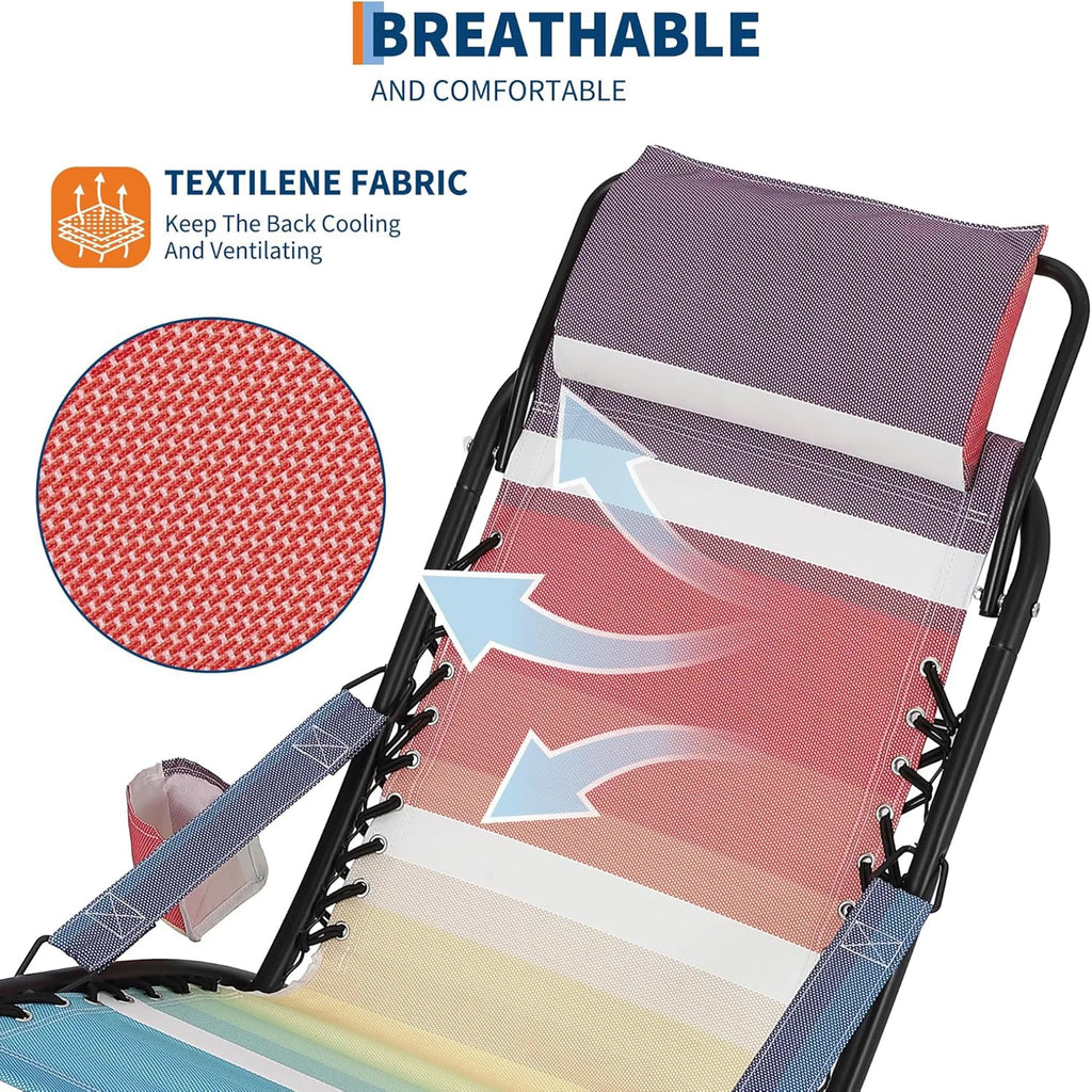 Folding Camping Chair with Head Support, Stable Portable Compact Beach Chair, Lawn Chairs Folding for Outdoor Camp, Travel