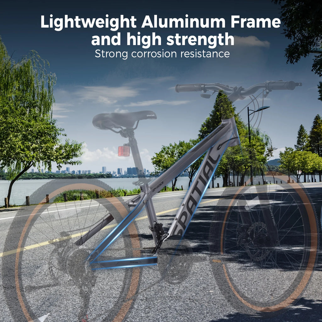 SPATIAL 26" Fat Tire Mountain Bike, Aluminum Frame with Dual Disc Brake & Suspension for Adults