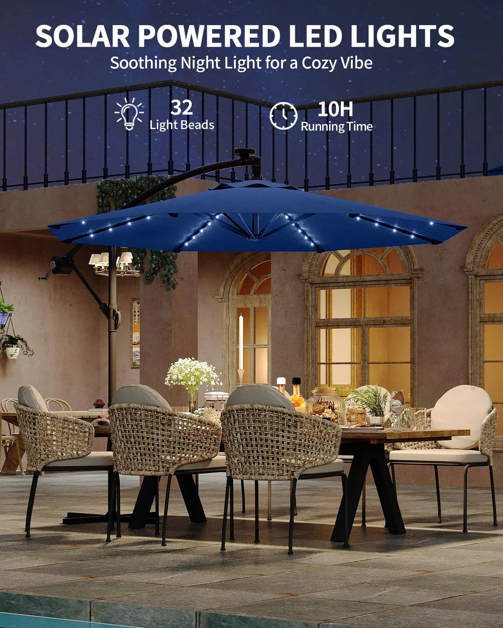 10FT Offset Patio Umbrella With Solar LED Lights – TheOutdoor Collective