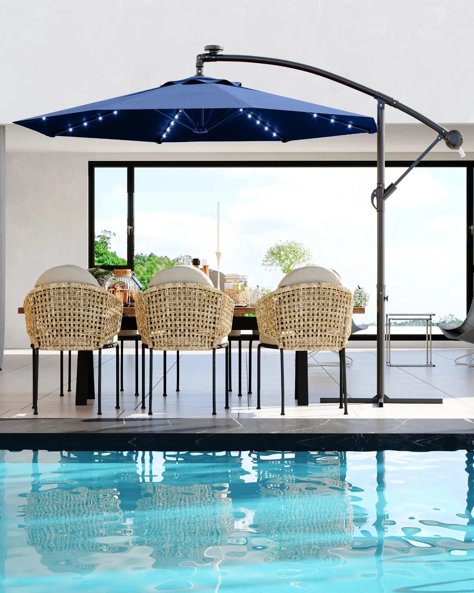 10FT Offset Patio Umbrella With Solar LED Lights – TheOutdoor Collective