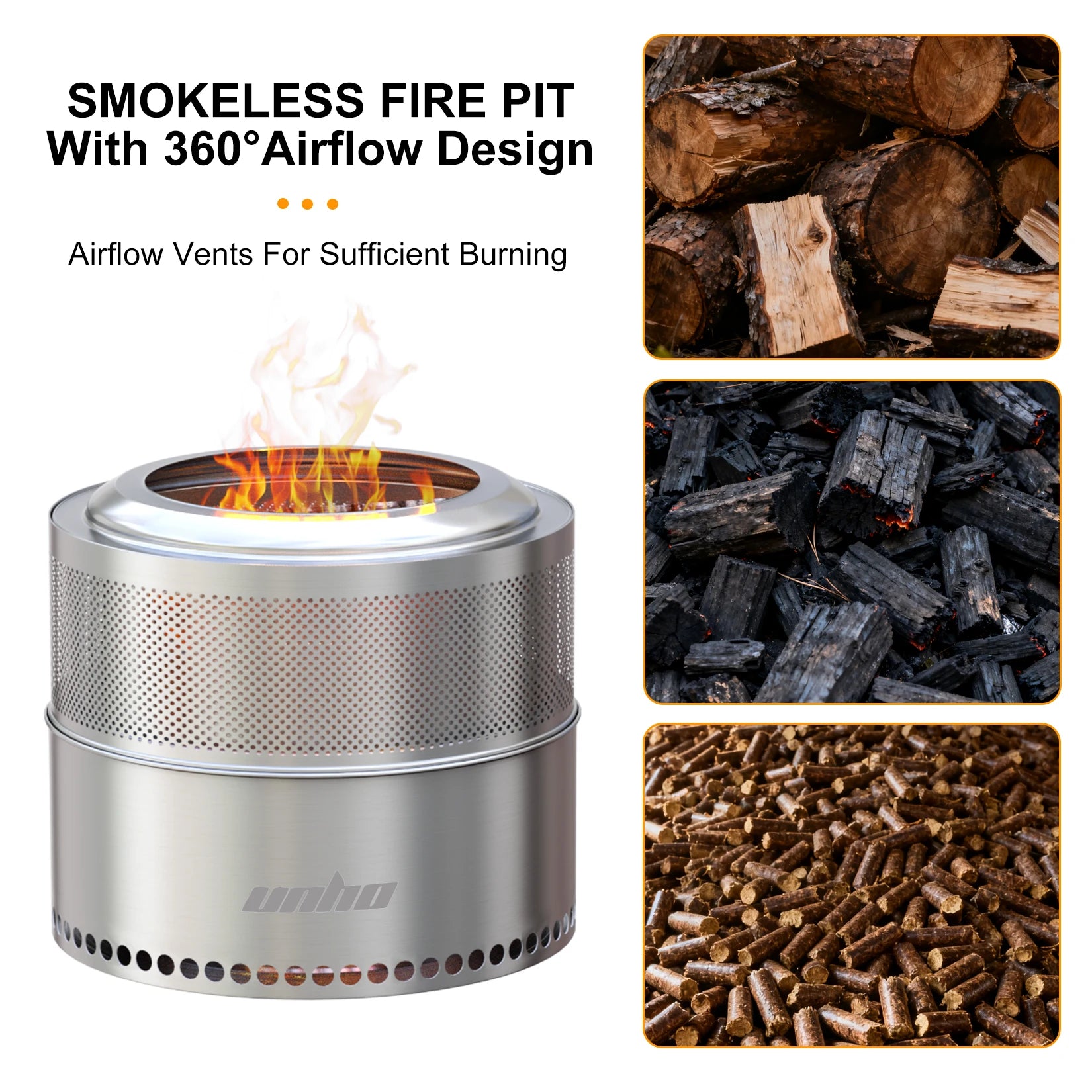 Wood Burning Stainless Steel  Fire Pit