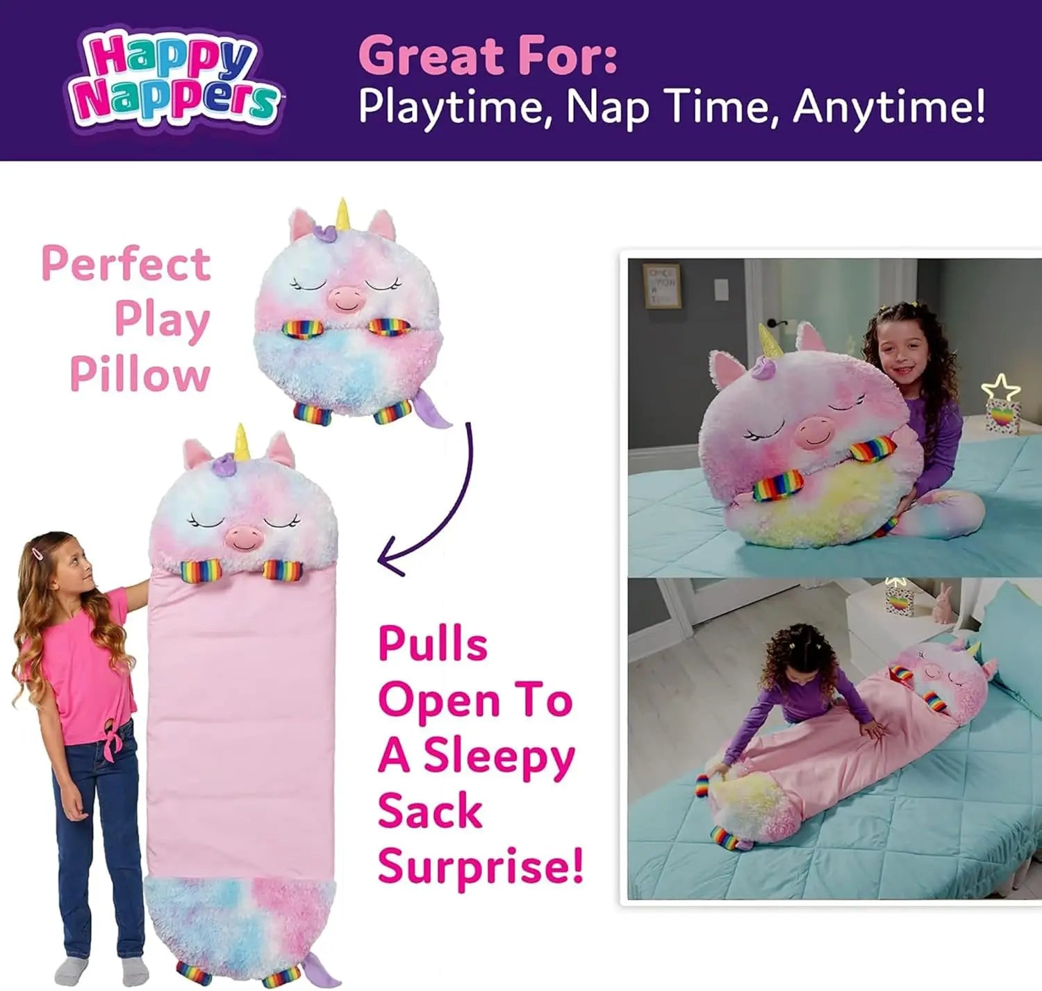 Rainbow Unicorn Plush Pillow & Sleeping Bag