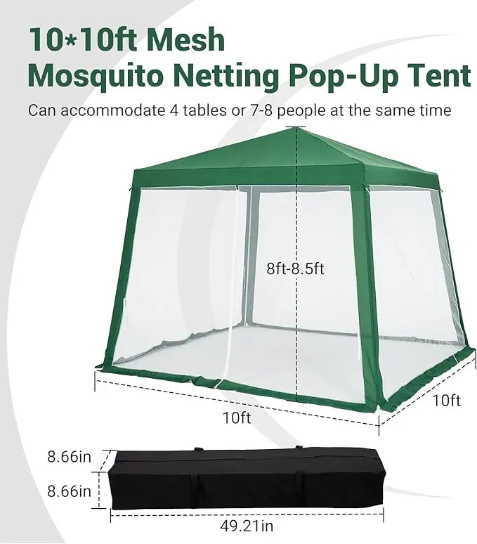 Easy Pop-Up Outdoor Screen Tent with Netting Side Walls