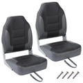 2 Pack Boat Seats, High Back Folding Boat Seats - Fishing Boat Chairs With Thick Sponge Padding, Stainless Steel Screws & Fold