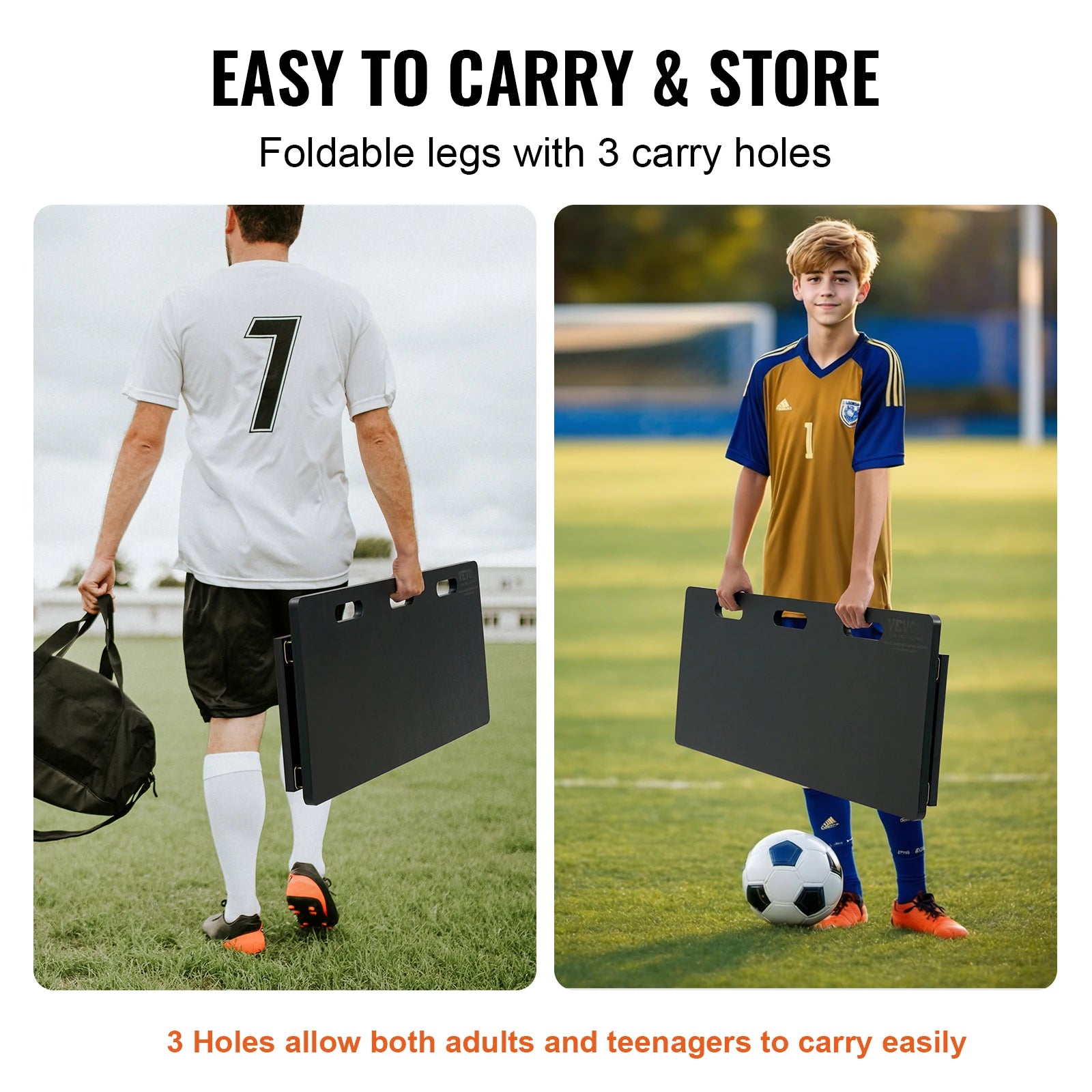 SucceBuy Soccer Rebounder Board Portable Soccer Wall with 2 Angles Rebound Foldable HDPE Kickback Rebound Board