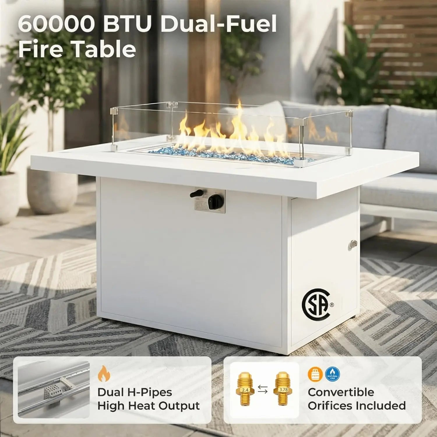 6 Person Large  Outdoor Patio Furniture Set With Fireplace