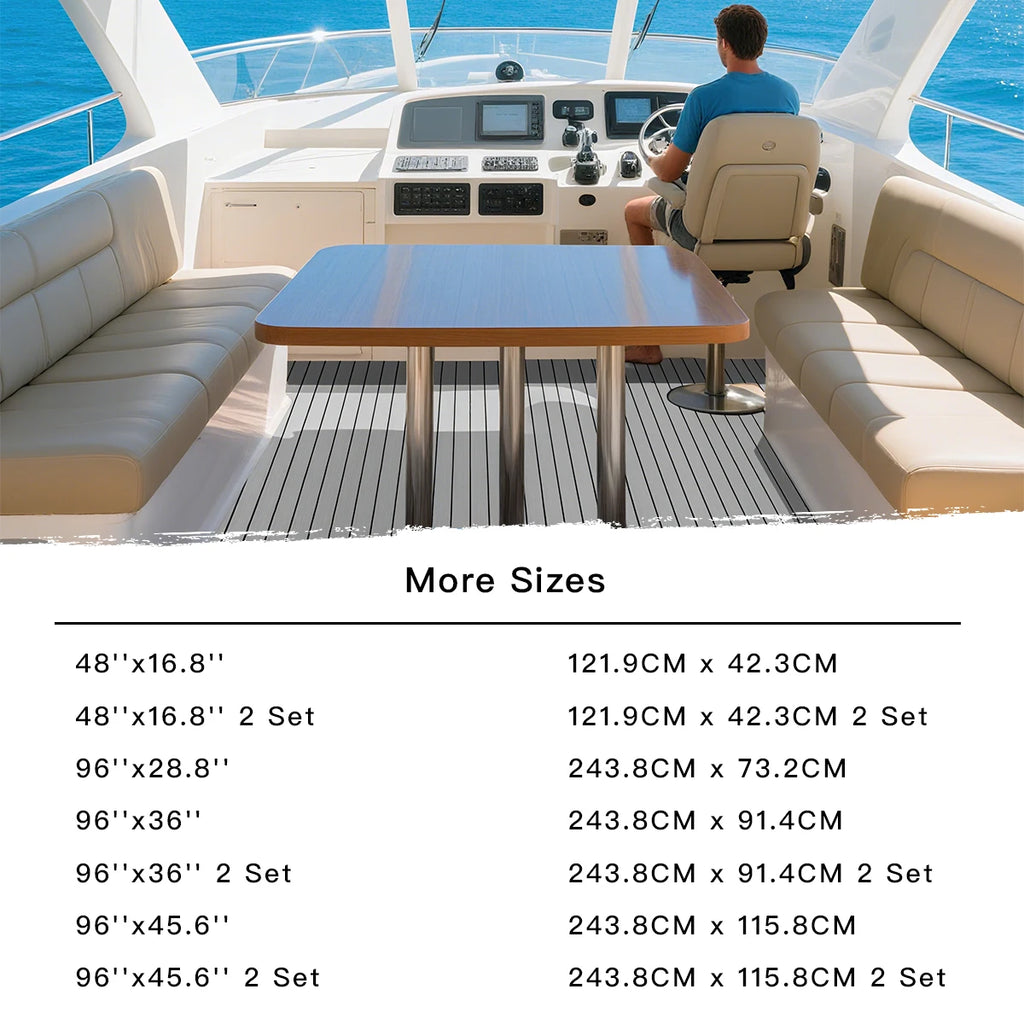 48x16.8‘’ EVA Foam Teak Floor Mat 6mm Thick Anti-Slip Self-Adhesive Pad Cuttable Waterproof Marine Carpet for Boat Deck RV Yacht