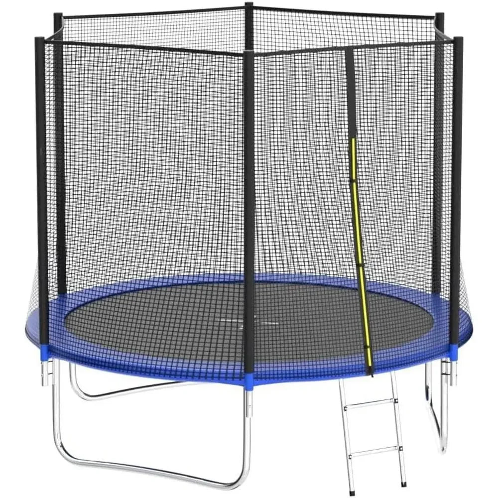 Safety Enclosed Outdoor Trampoline with Basketball Hoop, Jumping Mat, Padding, Storage Bag & Ladder
