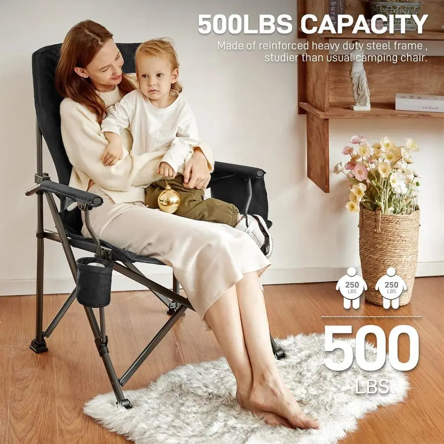 Oversized Folding Camping Chair  with Adjustable Lumbar Support