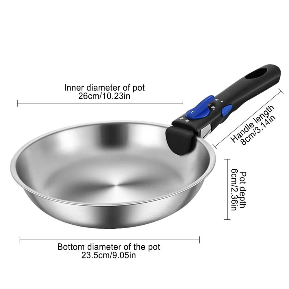 Stainless Steel Frying Pan Detachable Handle Non Stick