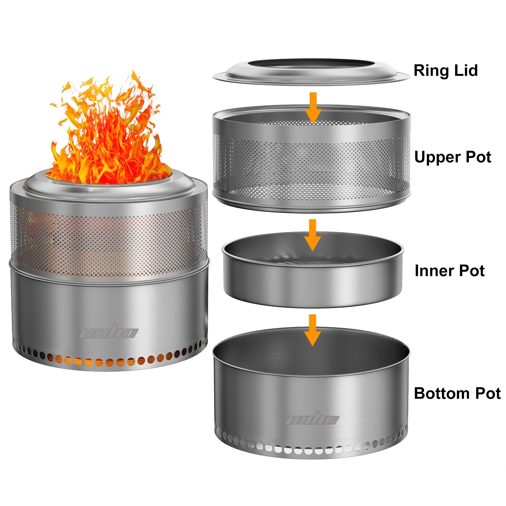 Wood Burning Stainless Steel  Fire Pit