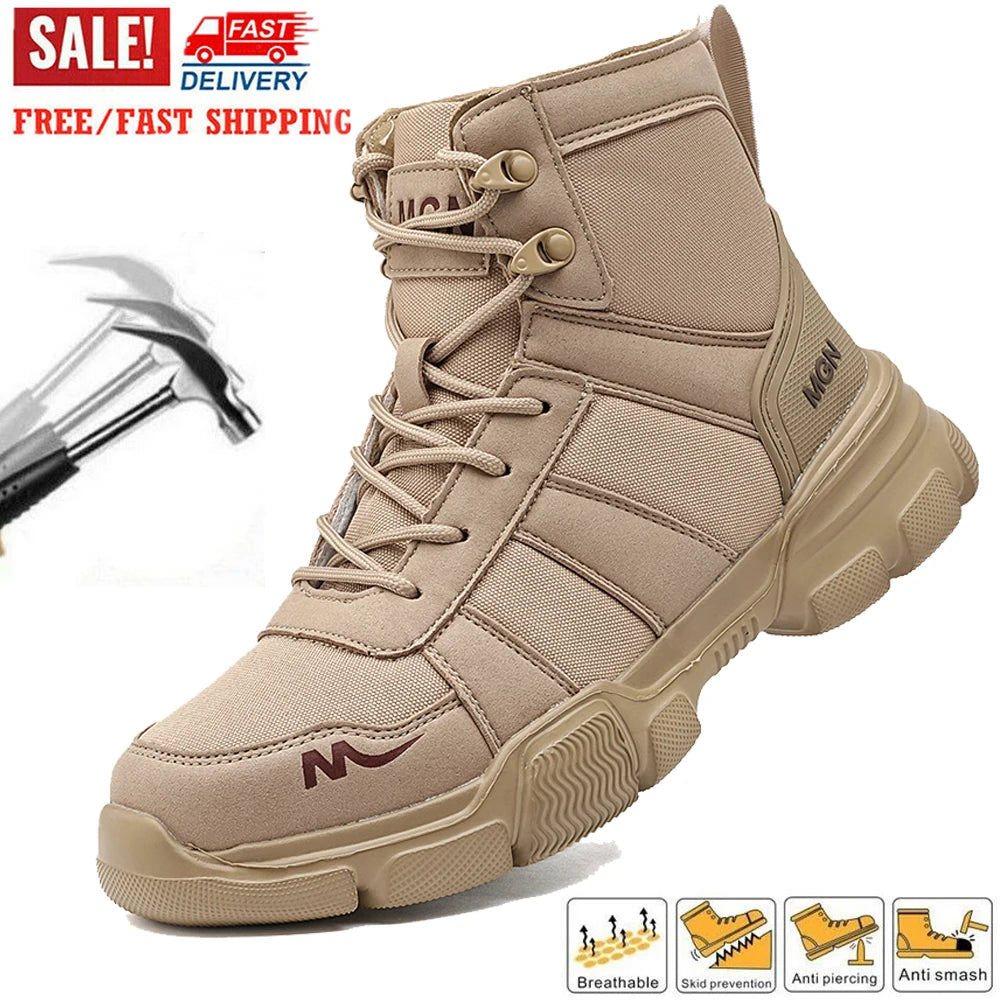 Safety Steel Toe Lace Up Hiking Boots