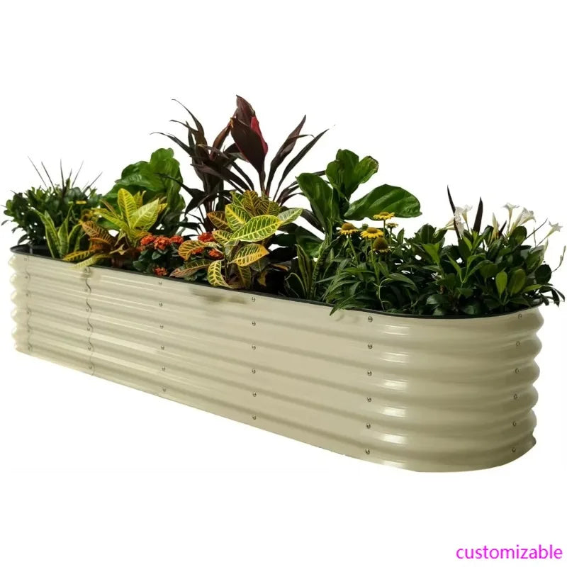 17" Tall 9-in-1 Metal Raised Garden Bed Kit, 8ft x 2ft Planter Box for Vegetables & Flowers, Eco-Friendly & Easy Assembly