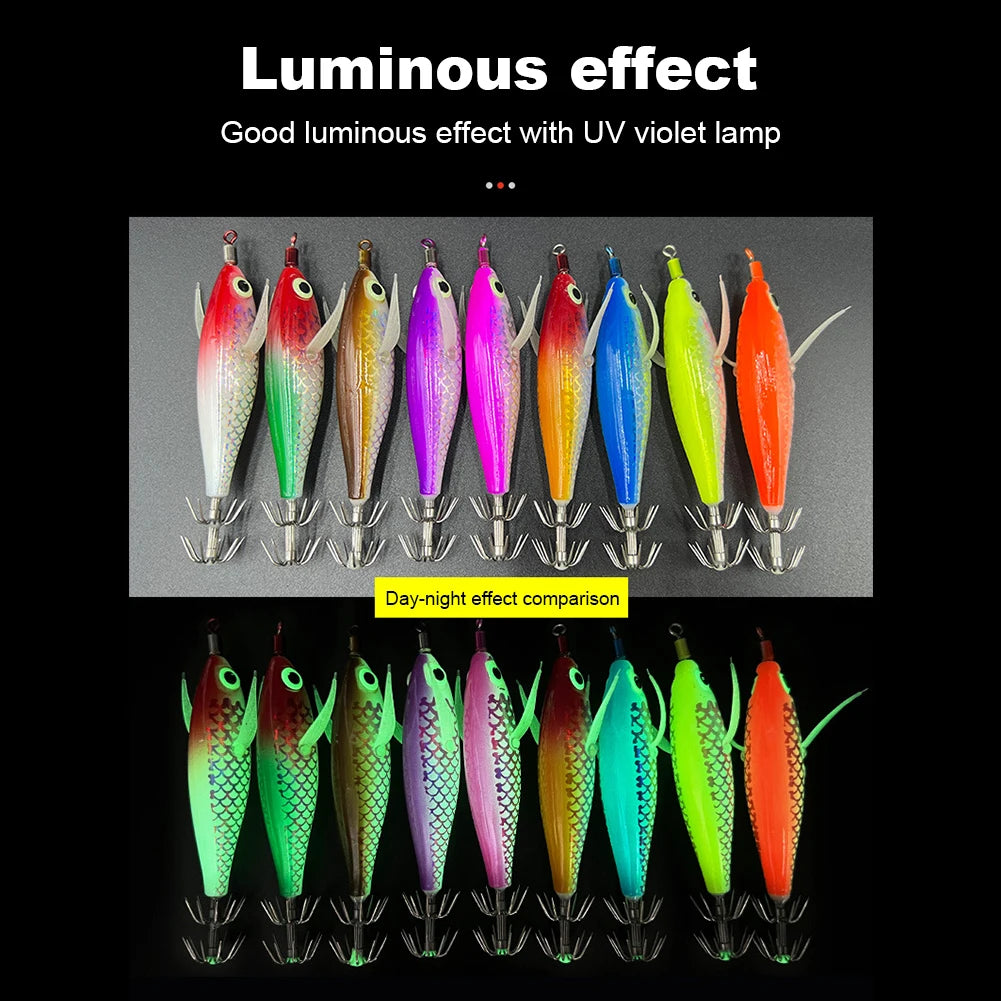 Luminous Squid Hook Squid Fishing Lure with 3D Eyes