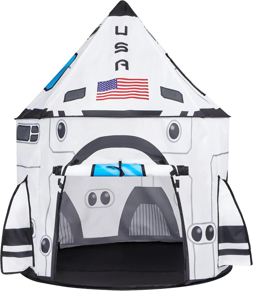 Joyfy Rocket Ship Play Tents Set Pop up Play house with Tunnel 3-Piece Play Tent for Kids Pretend Play Birthday Gift