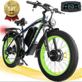 TS60 5000W Dual Motor E-Bike, 60V 25AH Battery Electric Bike for Adults, 45MPH Mountain AWD 21-Speed with 26" x 4.0 Fat Tire