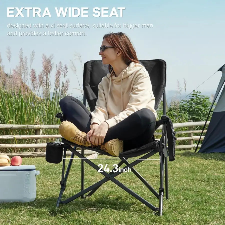Oversized Folding Camping Chair  with Adjustable Lumbar Support