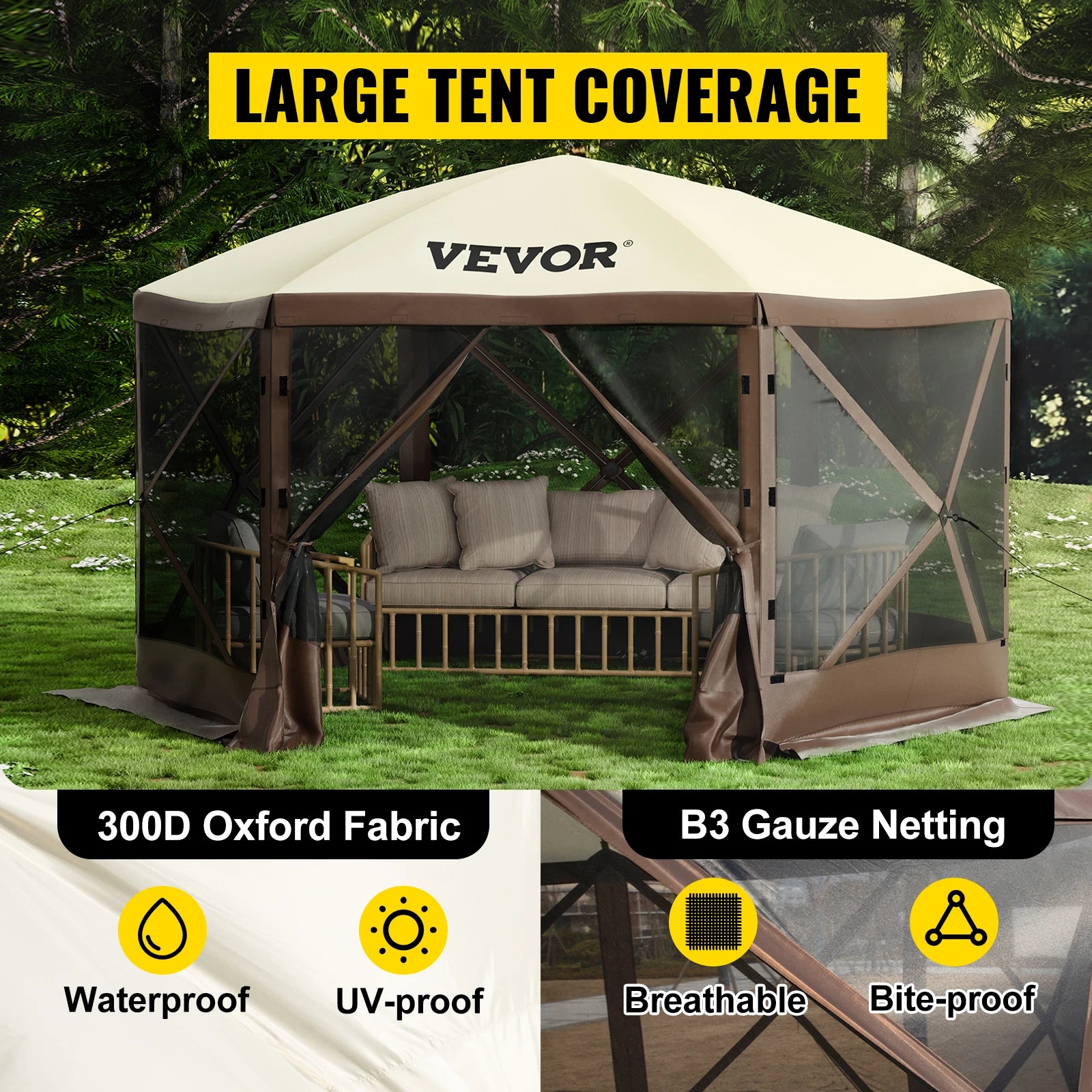 Pop-up Gazebo Shelter 6 Sided 10' x 10'