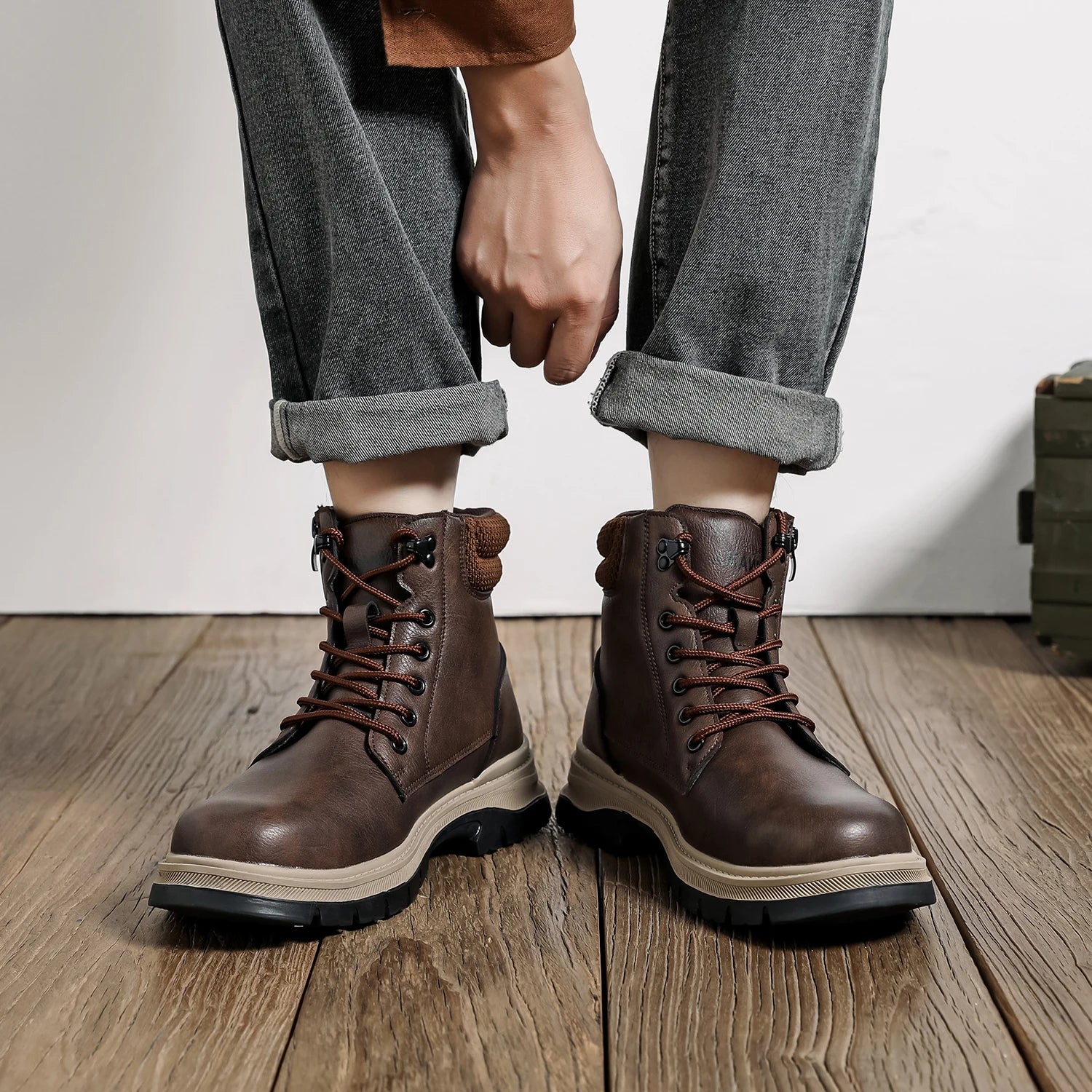 Leather waterproof Work Shoes Steel Toe