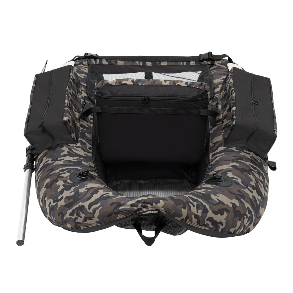 Inflatable Fishing Boat,136*105cm Fishing Boat,Portable Outdoor Fishing Boat with 90-180° Backrest & Hand Air Pump,286.6LBS Load