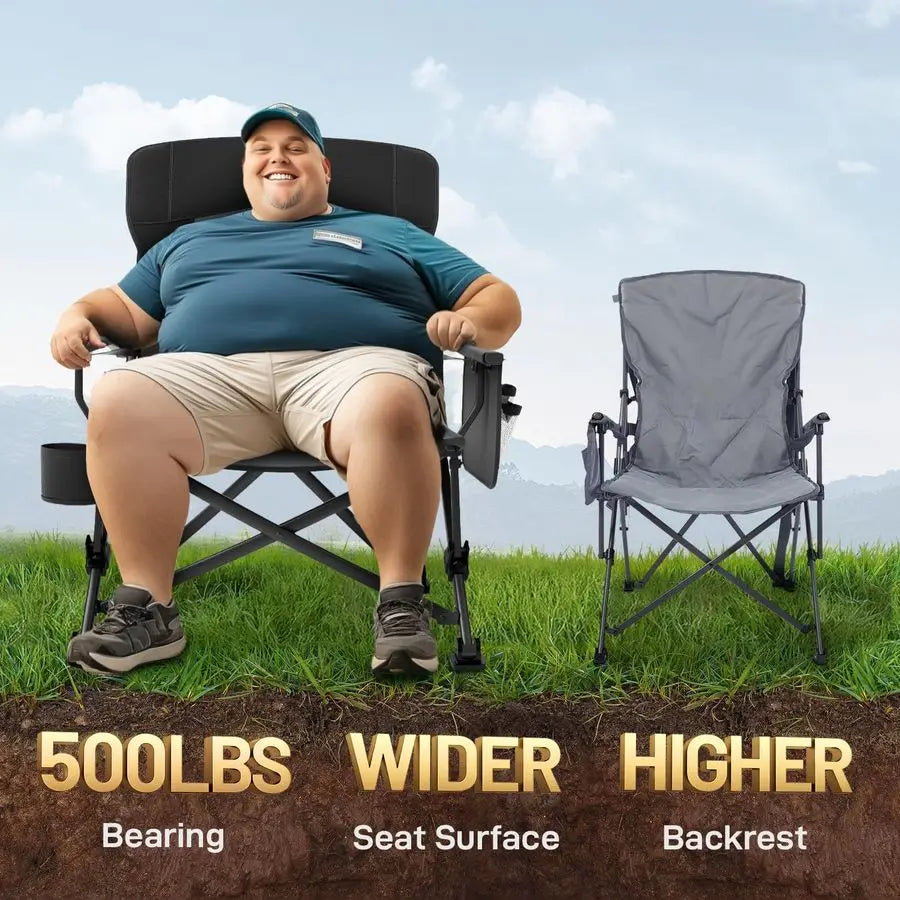 Oversized Folding Camping Chair  with Adjustable Lumbar Support