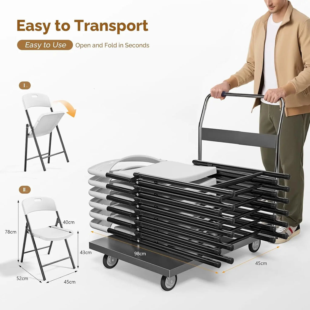 10-Pack White Plastic Folding Chairs, Portable Seat with Sturdy Steel Frame for Indoor & Outdoor Use, Perfect for, Customized