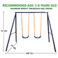 Metal Swing Set for Kids Outdoor, Heavy Duty Frame with Double Swings,  for Backyard Playground.