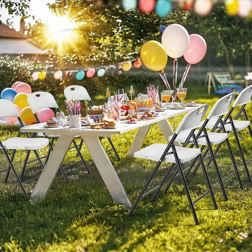10-Pack White Plastic Folding Chairs, Portable Seat with Sturdy Steel Frame for Indoor & Outdoor Use, Perfect for, Customized