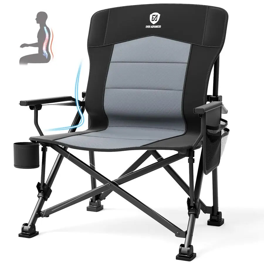 Oversized Folding Camping Chair  with Adjustable Lumbar Support