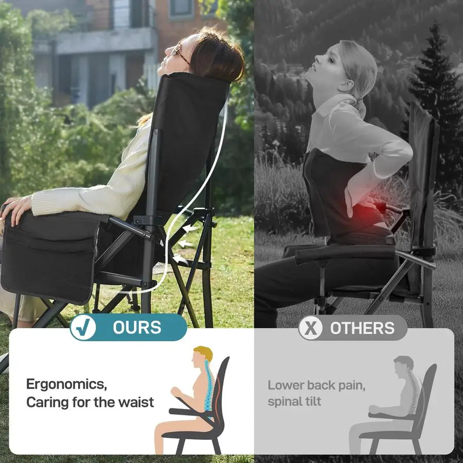 Oversized Folding Camping Chair  with Adjustable Lumbar Support