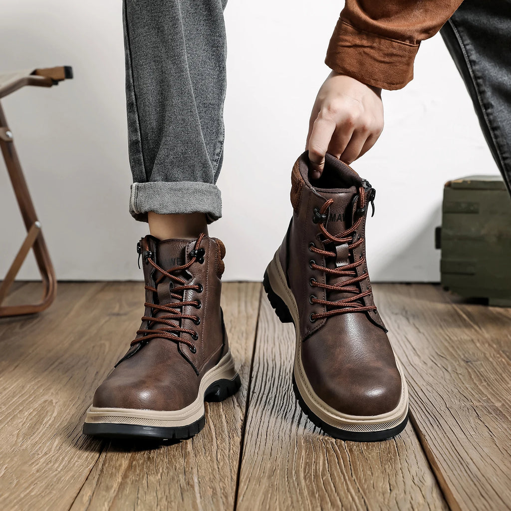 Leather waterproof Work Shoes Steel Toe