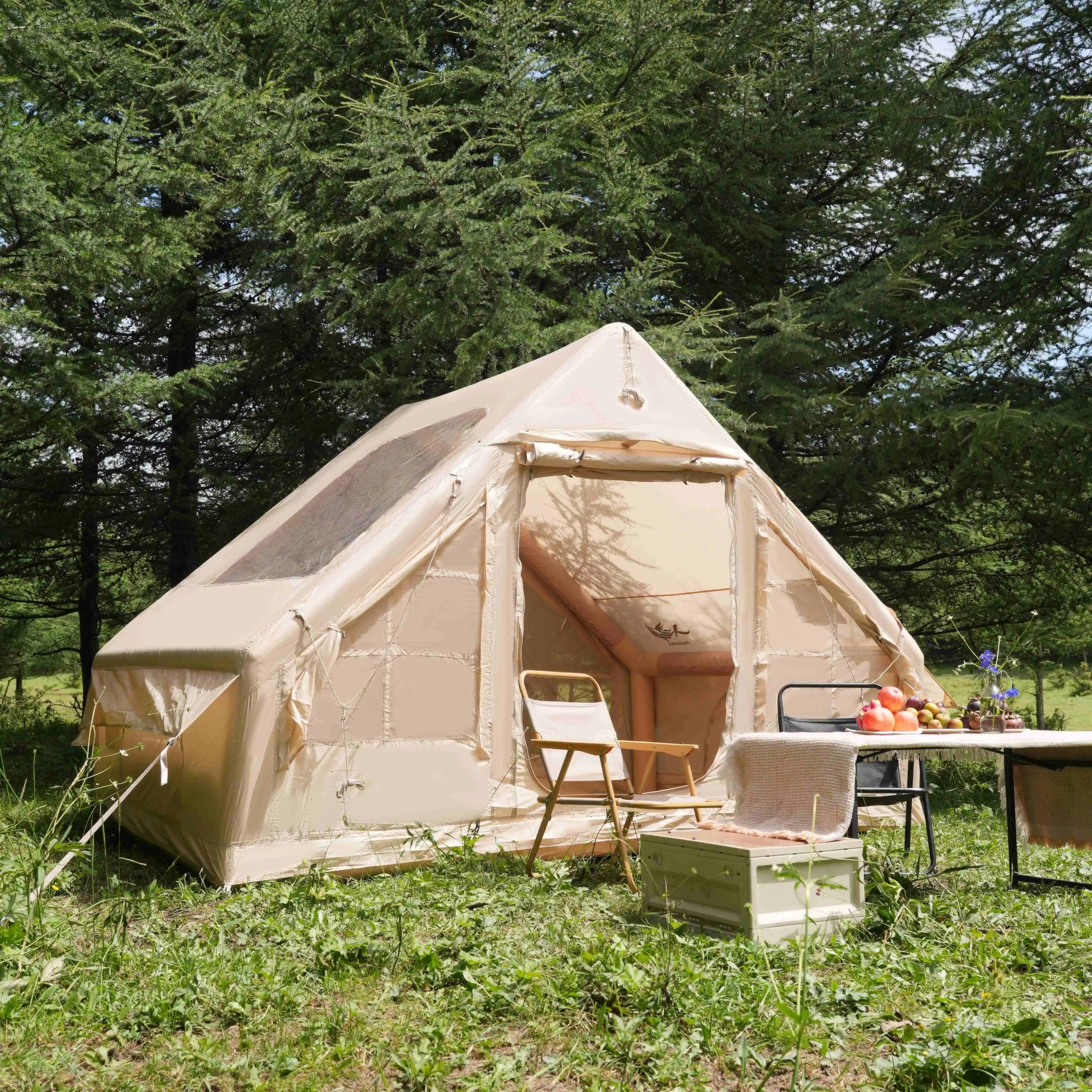 PAKICETUS Inflatable Tent With Skylight, Quick Setup Blow Up Tents With Pump, 4-6 PersonOutdoor Family Luxury Tent