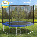 Safety Enclosed Outdoor Trampoline with Basketball Hoop, Jumping Mat, Padding, Storage Bag & Ladder