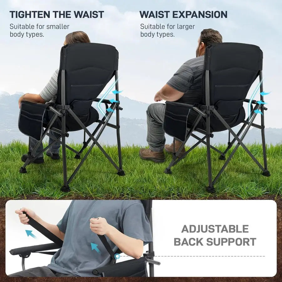 Oversized Folding Camping Chair  with Adjustable Lumbar Support