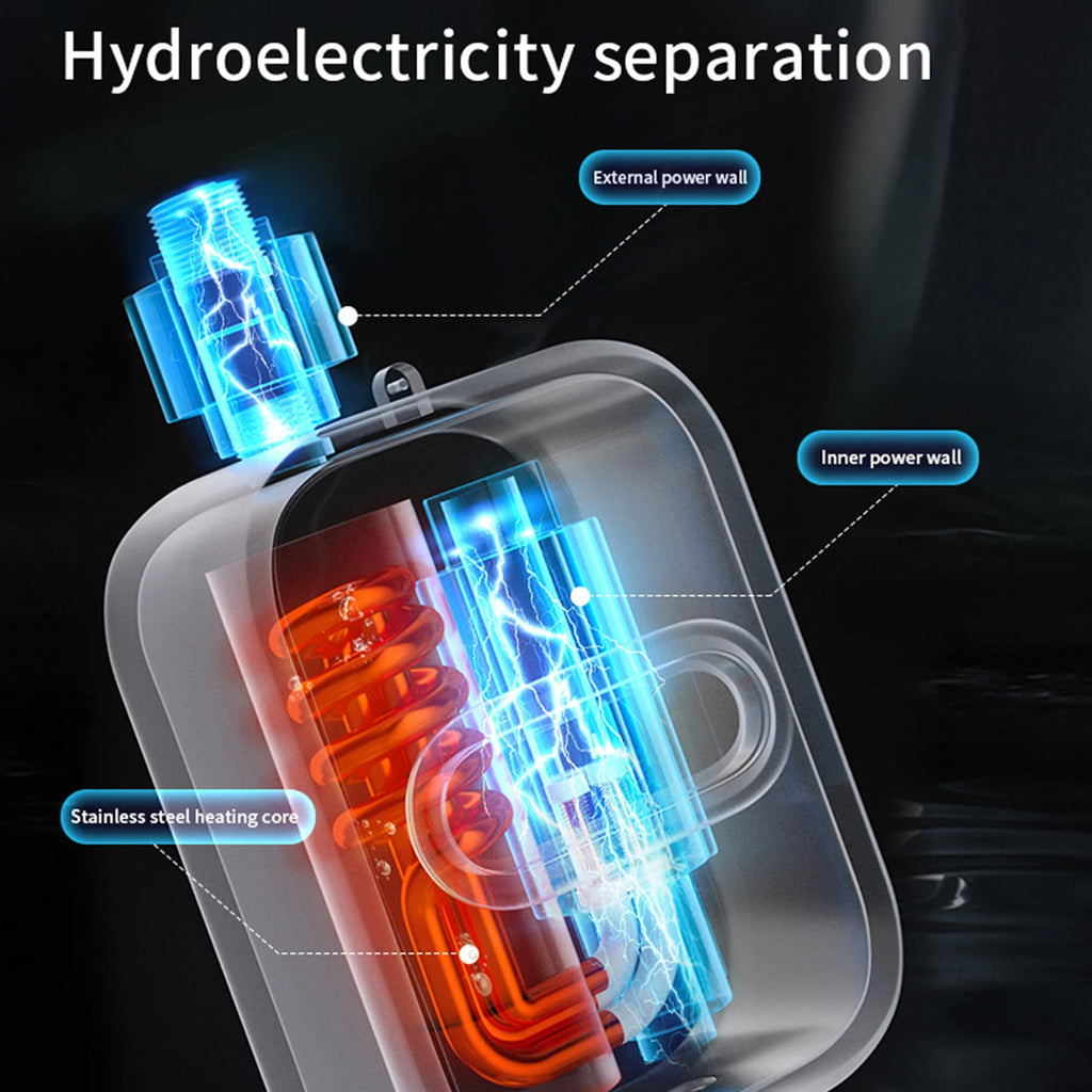 Small Instant Electric Water Heater LCD Temperature Display IPX4 Quick Heating Shower Water Heating Device Set