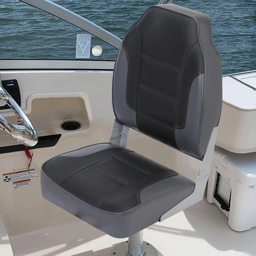 2 Pack Boat Seats, High Back Folding Boat Seats - Fishing Boat Chairs With Thick Sponge Padding, Stainless Steel Screws & Fold