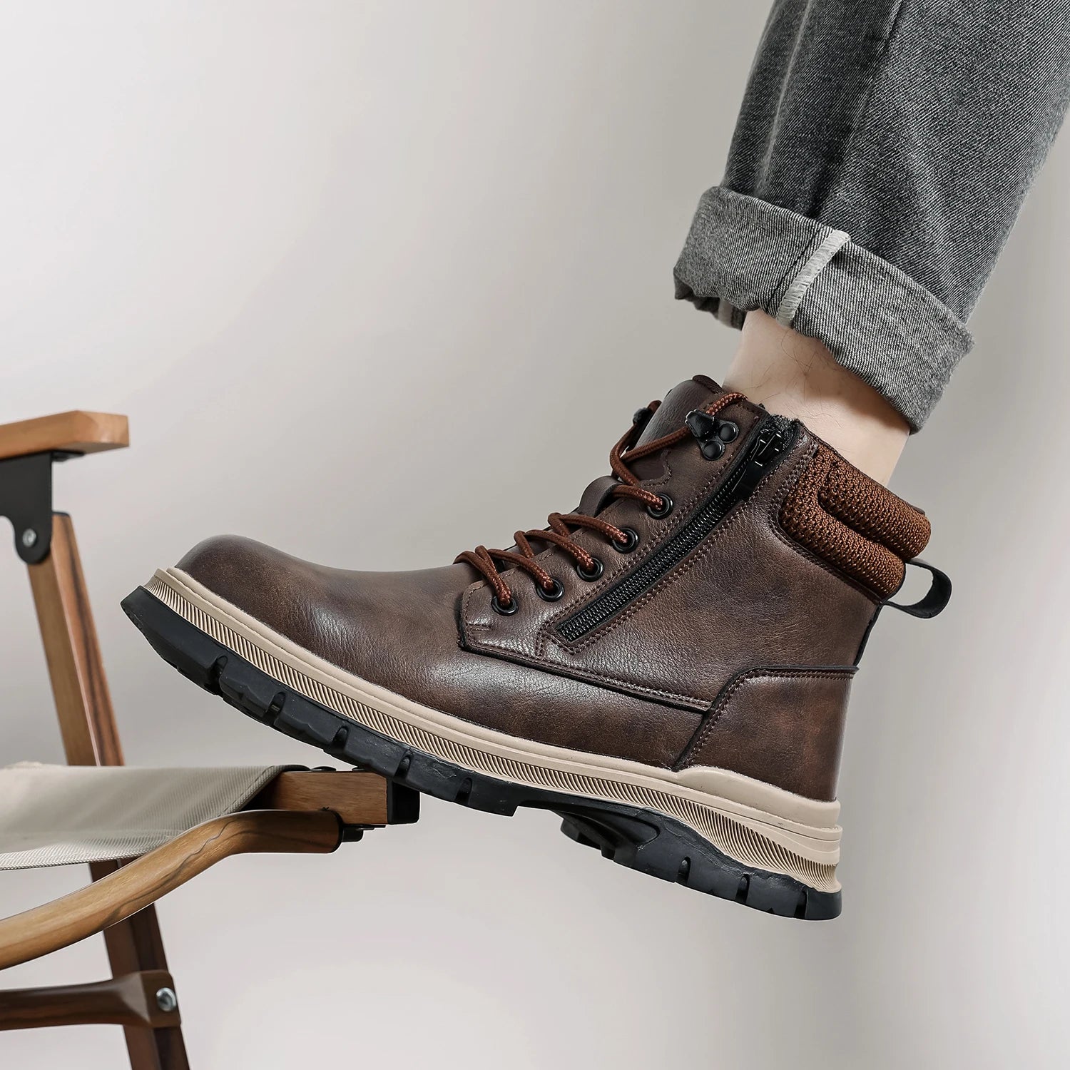 Leather waterproof Work Shoes Steel Toe