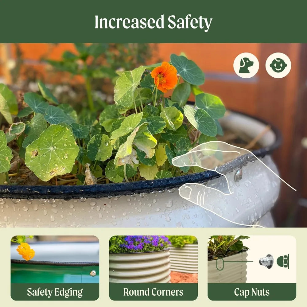 17" Tall 9-in-1 Metal Raised Garden Bed Kit, 8ft x 2ft Planter Box for Vegetables & Flowers, Eco-Friendly & Easy Assembly