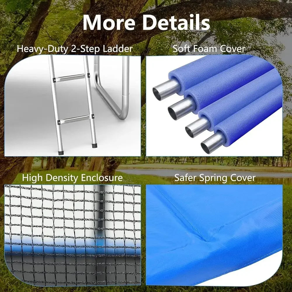 Safety Enclosed Outdoor Trampoline with Basketball Hoop, Jumping Mat, Padding, Storage Bag & Ladder