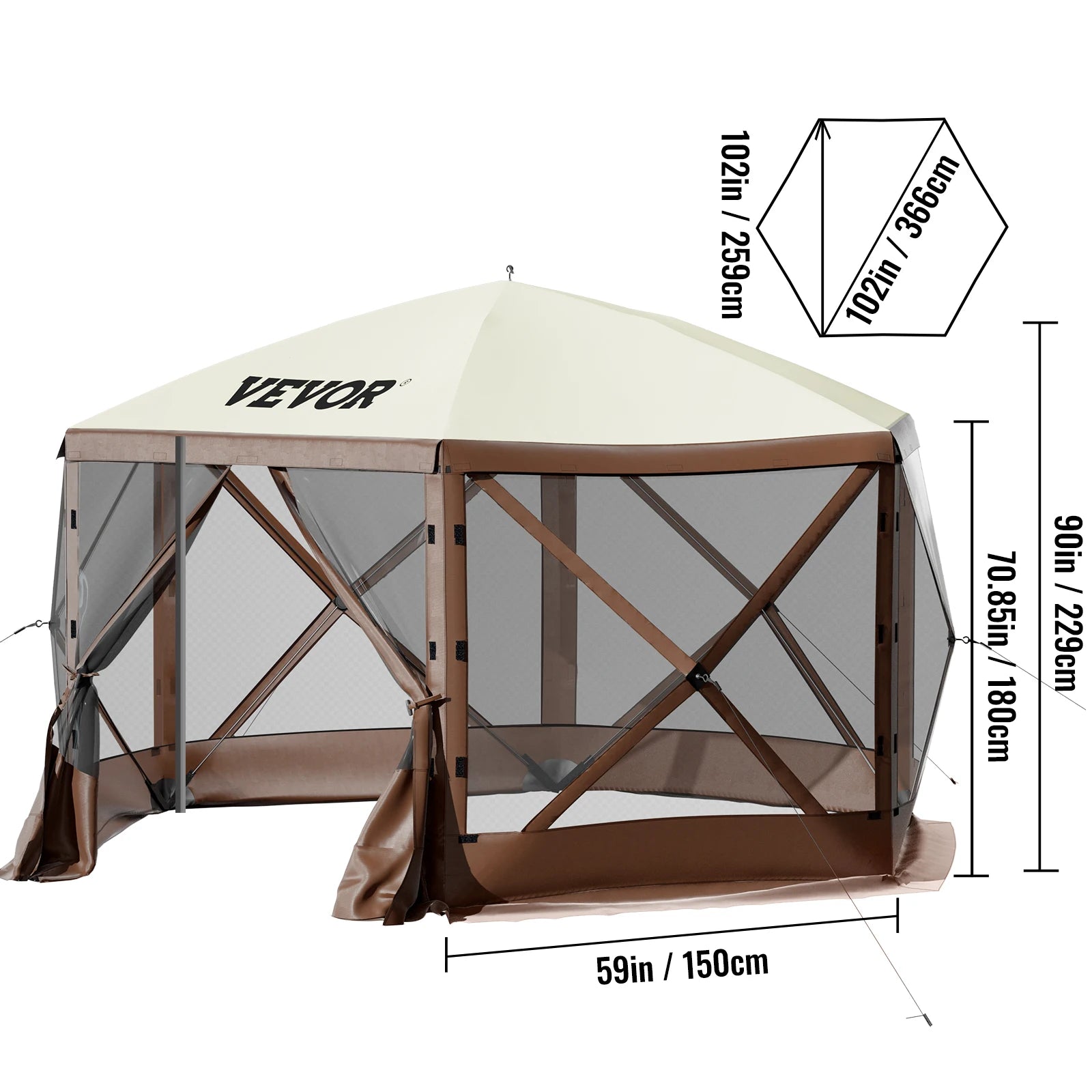Pop-up Gazebo Shelter 6 Sided 10' x 10'