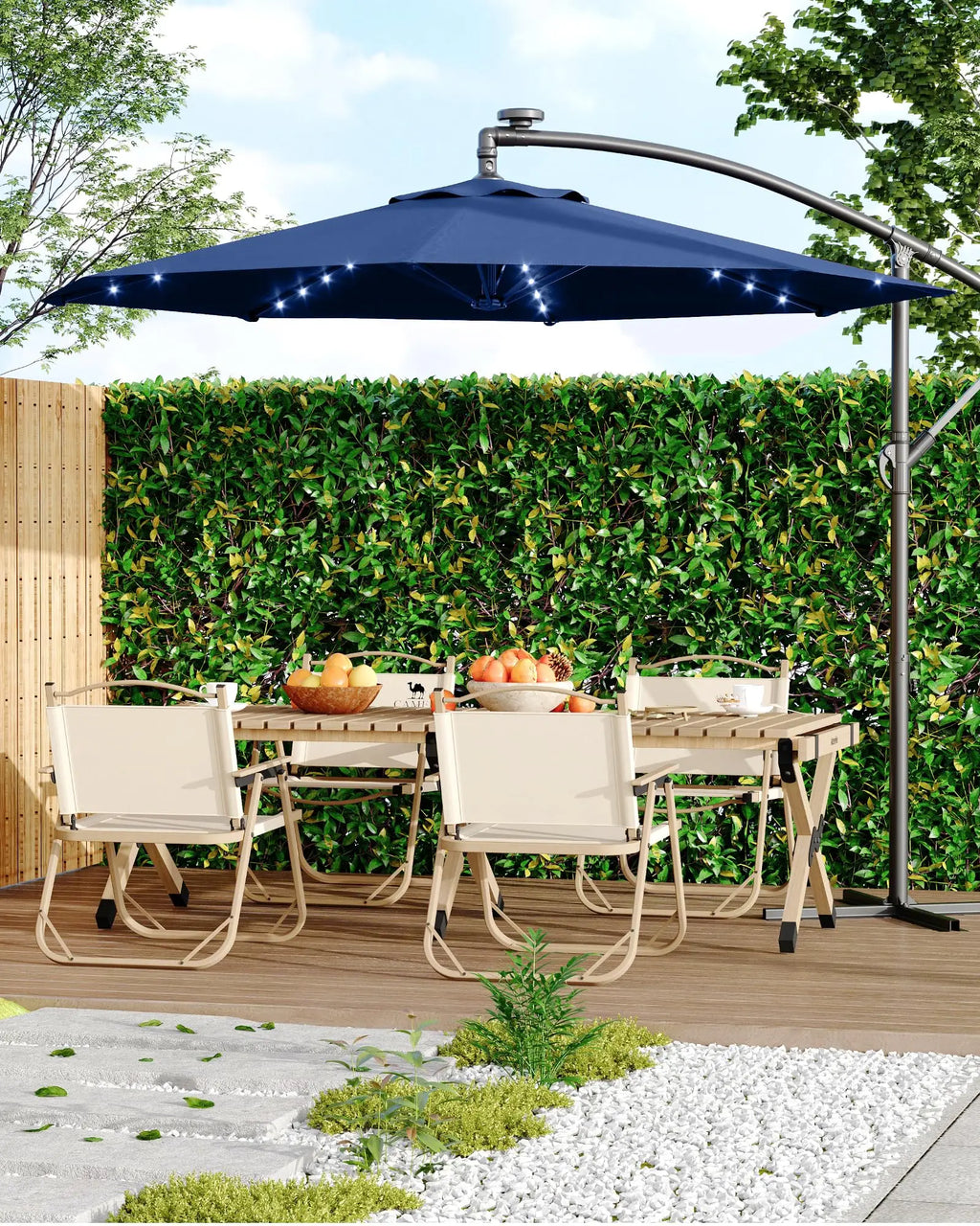 10 offset patio umbrella w solar lights green Sunnyglade 10x13ft Powered LED Cantilever Square Deluxe Umbrella 360Rotation & Integrated Tilting System & LED for Market Garden Deck Pool Backyard Patio : Patio, Lawn Its high 10 FT Patio Beach Outdoor
